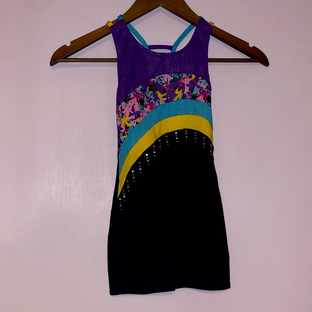 Children’s gymnast unitard for sport and exercise.